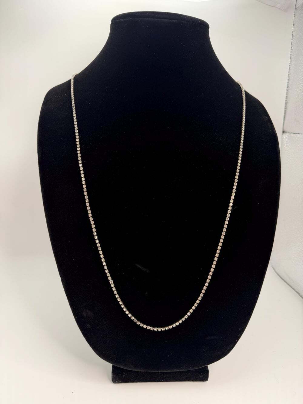 Miriam Haskell Signed 24" Rhinestone Single-strand Tennis Rivière Necklace